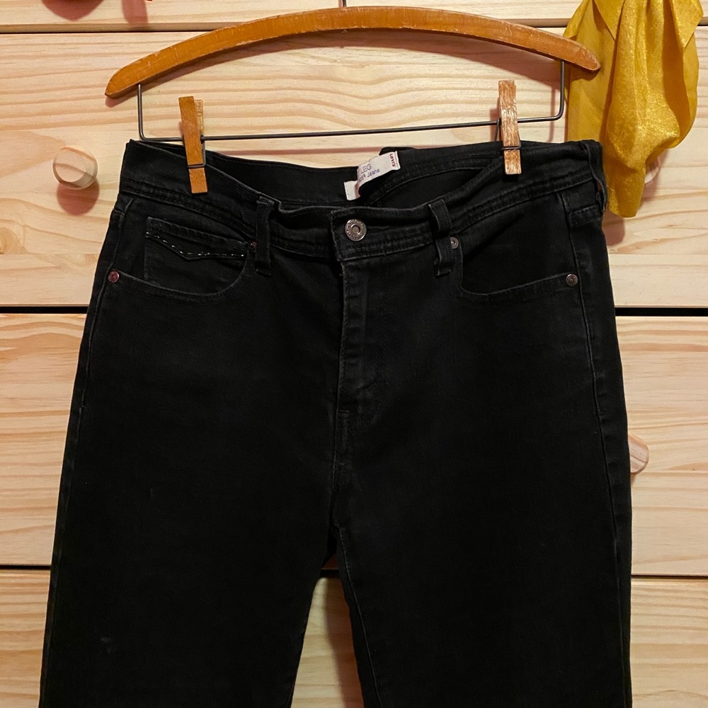Black Levi 505 Straight Leg Jeans